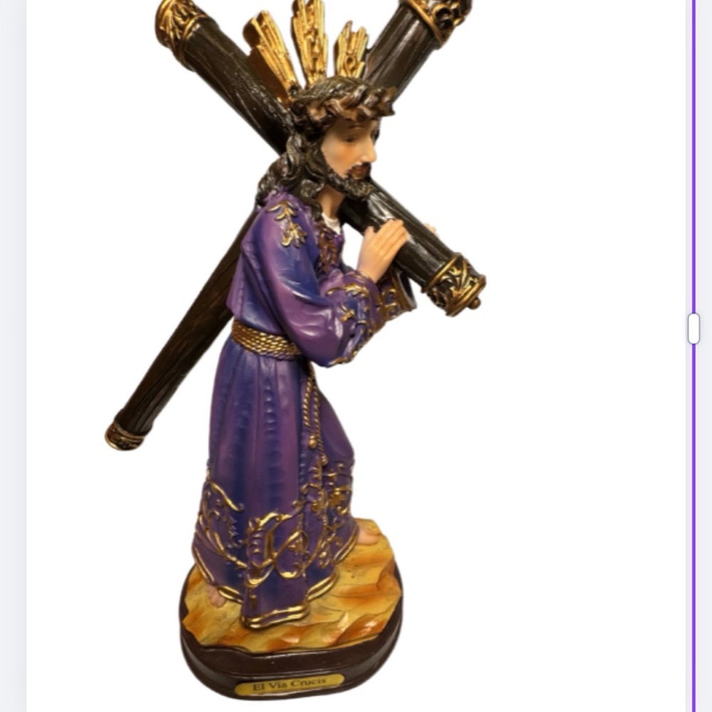 Religious 12" Religious Statue Via Crucis. Jesus El Nazareno Figurine with Cross